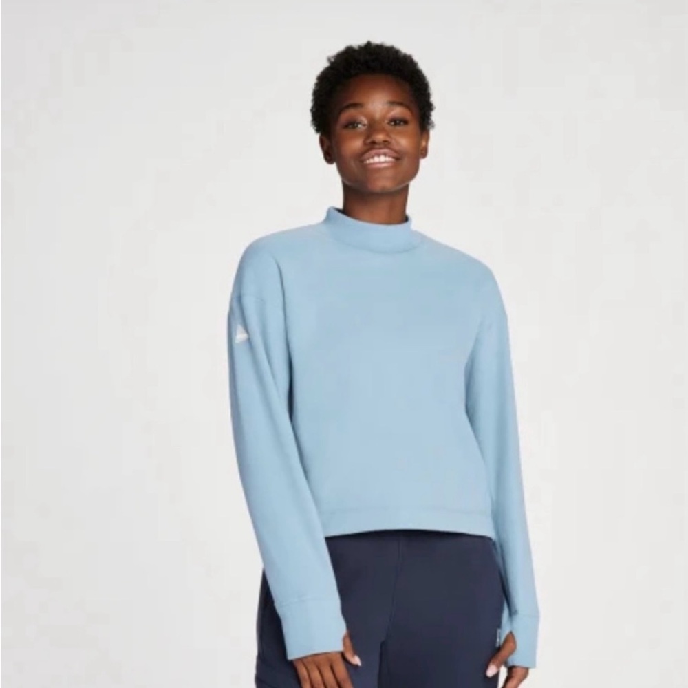Hoka Blue Crewneck Sweater with Ribbed Cuffs